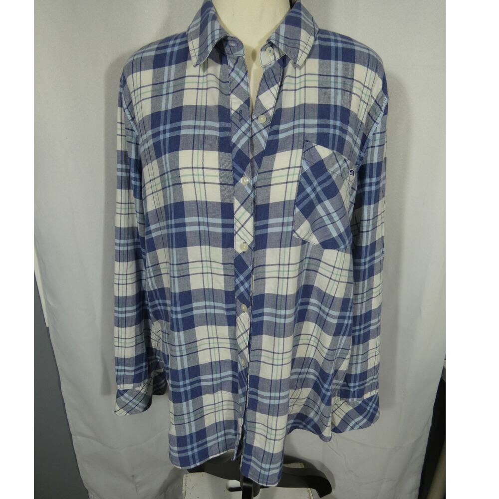 Vineyard Vines Women's 12 Plaid Button Up Shirt Relaxed Casual Linen Cotton